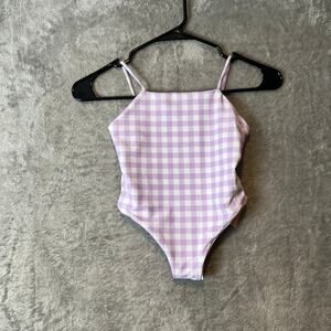 SKATIE Toddler Girls 5T/6T‎ One Piece Swimsuit Lilac Checkered Gingham New